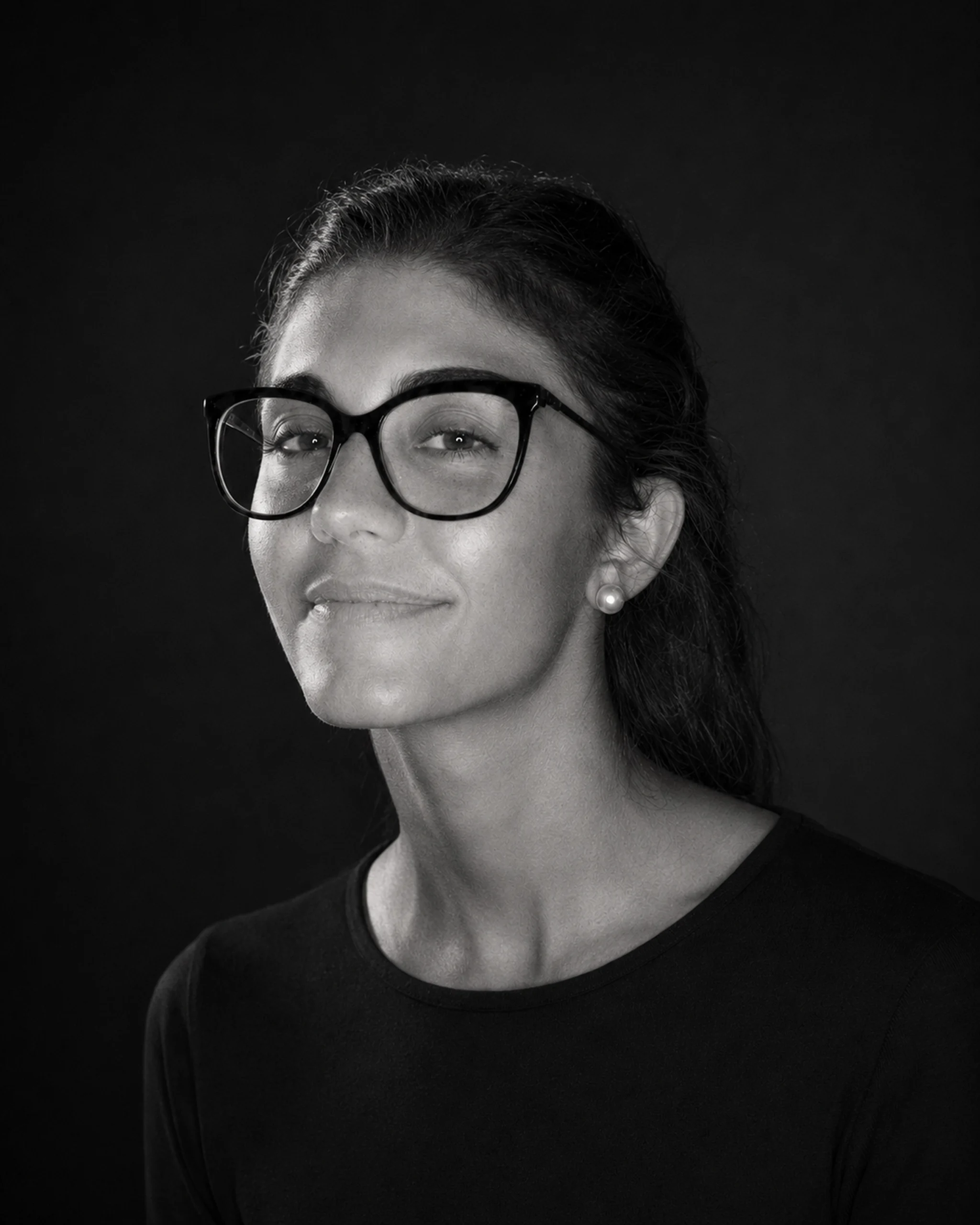 Mara Wonder, black and white portrait